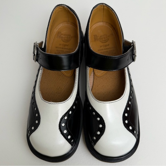 Vintage Dr. Martens England 8307 Black White Wingtip Heel Mary Janes Shoes UK 4 - Picture 2 of 16